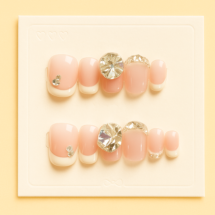 Crystal Elegance – Handmade Press-On Nails