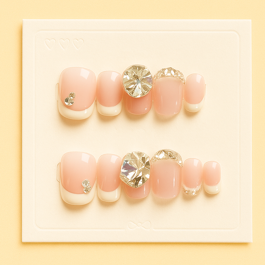 Crystal Elegance – Handmade Press-On Nails