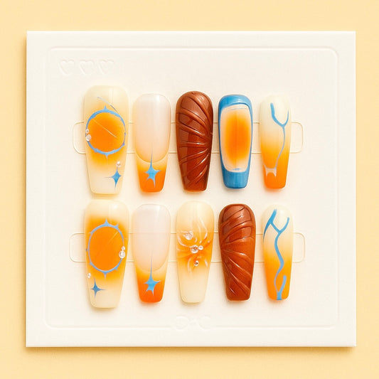 Solar Bloom – Handmade Press-On Nails